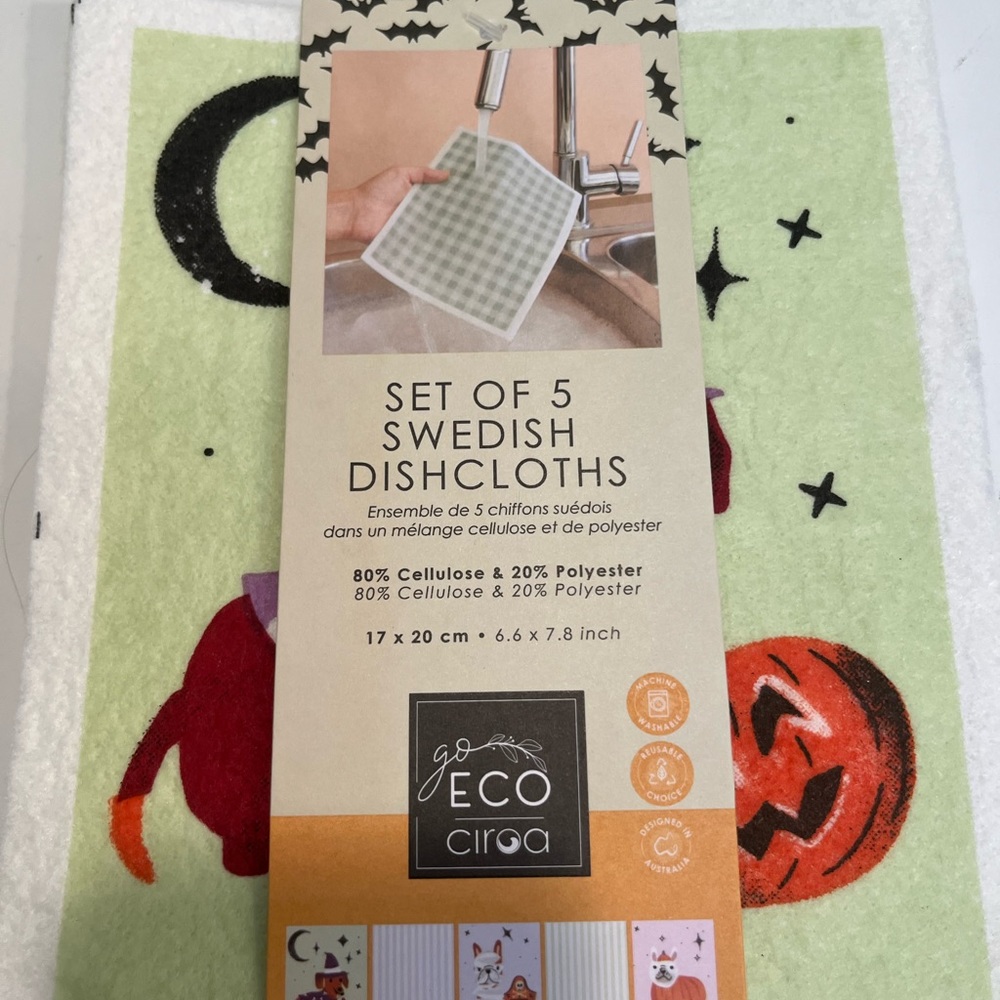NWT 5 Halloween Swedish Dishcloths